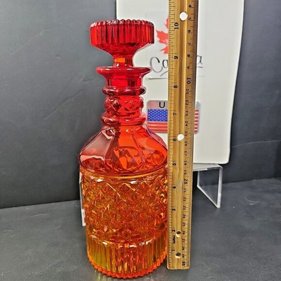Cadmium Glass Yesteryear Decanter Amberina 10.25” With Stopper Stunning UV REACT - Picture 6 of 16